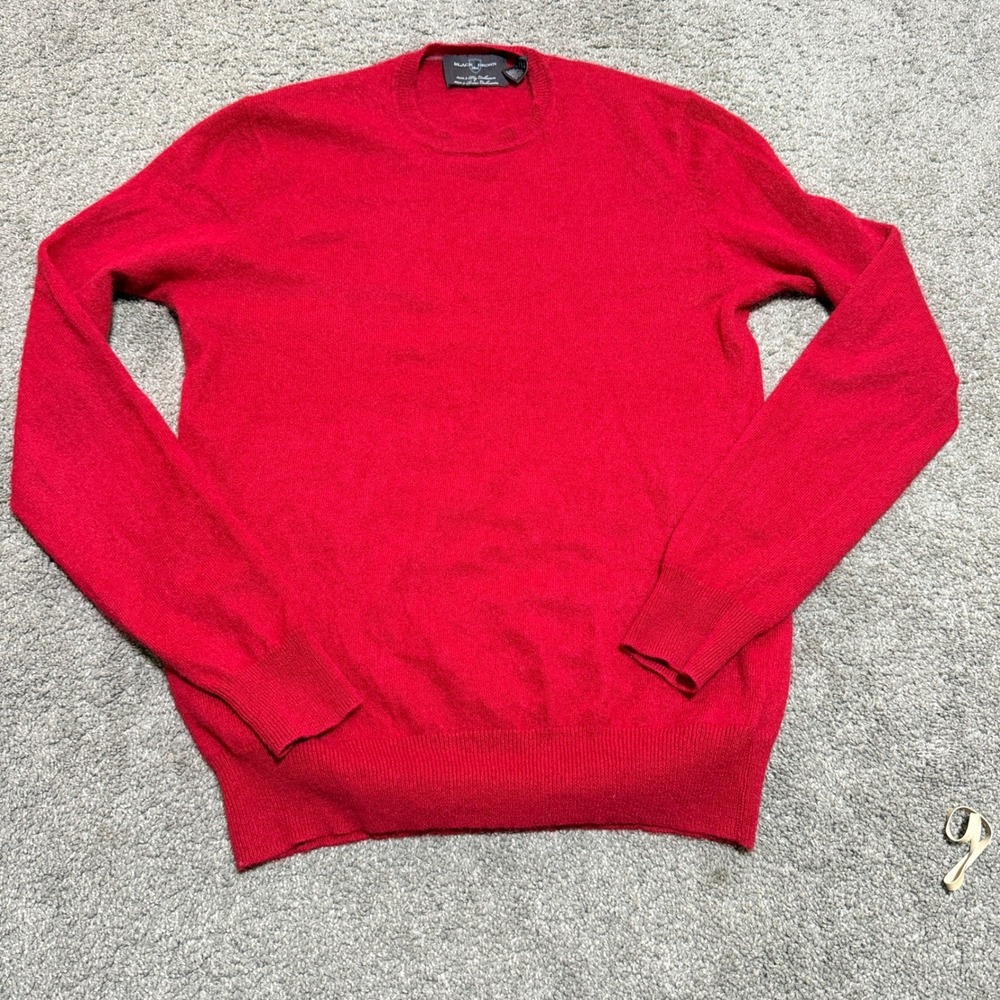 Black Brown 1826 Red 100% 2-Ply Cashmere Crew Neck Sweater Small Mens Womens